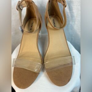 Ttrrid Tan Suede Sandals with Clear Toe Strap size 13